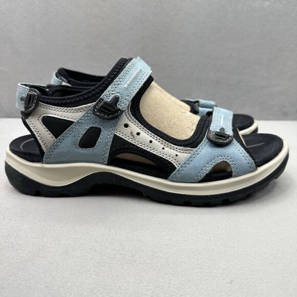 Womens Size 10 / EU 41 ECCO Yucatan Sandals Blue Nubuck Strappy Outdoor Hiking - Picture 1 of 8